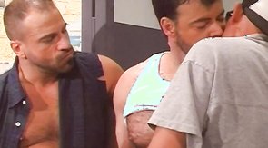 Sexy boys coming out from the gloryhole and filming nasty sex