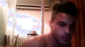 Amateur young boy is pleasing himself in front cam