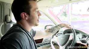 Boyfriend sucking driver's dick in Next Door Buddies video