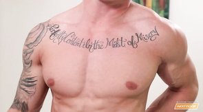 Tattooed buddy gets a nice deep blowjob in bedroom