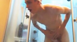 Cute Russian with big cock in shower