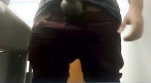 MILKING HIS BIG UNCUT BRAZILIAN DONKEY DICK AT WORK