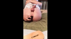 Sissy Fucked by 9 Inch Black Dildo