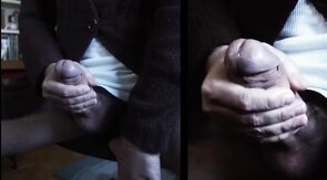 Cumshot in split screen