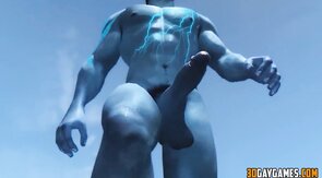 Big muscle blue guy fucking human in the ass