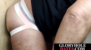 Deepthroating gloryhole daddy breeded in doggy