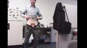 dad strokes cock at the office 3