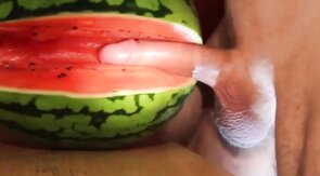 fruit fuck and self swallow - the best comes after cumming