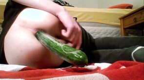 Amateur Twink Playing with Cucumber