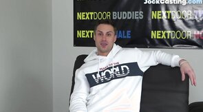 Sixpack casting jock jerking off on the couch