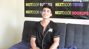 Casted athletic latino masturbating for jizz