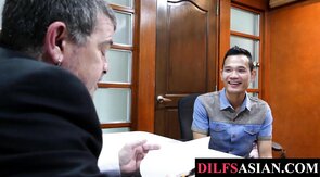 Dicksucking Asian twink breeded by mature boss