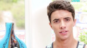 Sporty jock toying asshole and jerking his rod