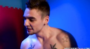 Artistic bareback sex in the toilet with two hot hunks