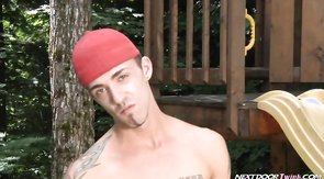 Skinny mate is getting naked in the video by the Next Door Twink studio