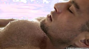 Gorgeous partners are having a hot oral sex in the jacuzzi