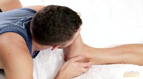 Sensual footjob for a straight in the video by Cody Cummings