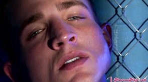 Sweet hunk is posing and holding his massive boner