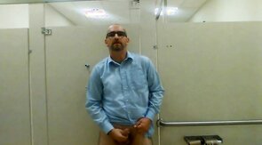 Jerking in a public restroom