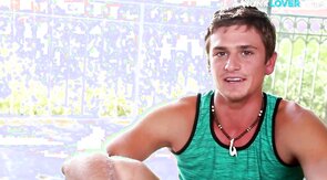 Tanned jock gently teases shaft before wanking for cums