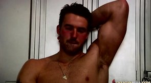 Truly astonishing guy is wanking a hard dong in the locker room