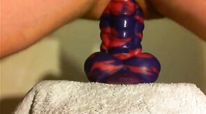 amateur Anal sex toy fun with flint the bad dragon !
