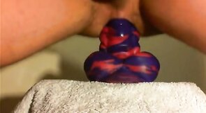 amateur Anal sex toy fun with flint the bad dragon !