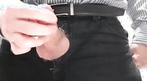 Little cock daddy wank at work with big cum spurt 3