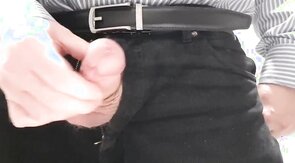 Little cock daddy wank at work with big cum spurt 3