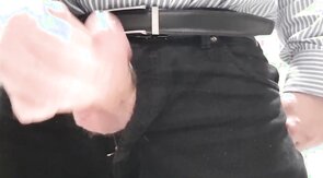 Little cock daddy wank at work with big cum spurt 3