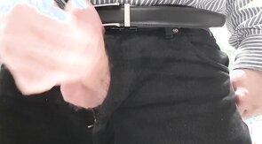 Little cock daddy wank at work with big cum spurt 3