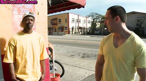 Black pierced bottom assfucked outdoor by muscled white