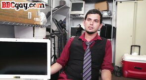 IR amateur bottom BBC fucked in office after dicksuckin