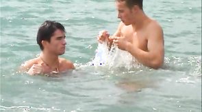 Two boys are sucking dicks in the cave in the night scene