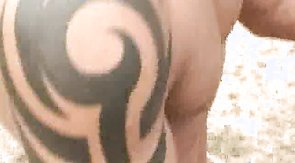 Stunning outdoor anal sex with two horny hunks