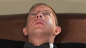 Three cocksuckers are giving this male a nice oral treat