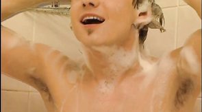 Young mate is taking a nice bath in front camera