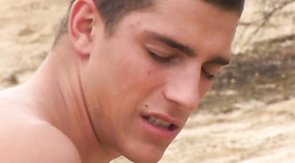 Muscled boyfriend fucks his mate right on the beach