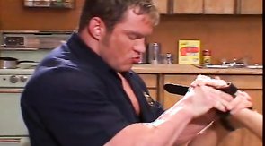 Bleached cocksucker is giving a nice blowjob!