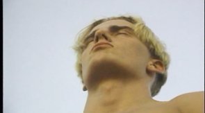 Muscular soloist is playing with his hard boner!