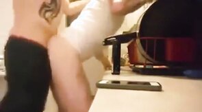 Gay lovers fuck in kitchen