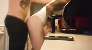 Gay lovers fuck in kitchen