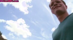 White stud banged outdoor by BBC gay in ass after blowj