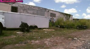 White stud banged outdoor by BBC gay in ass after blowj