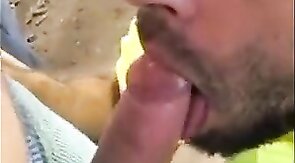 Hungry builder sucking dick