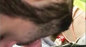 Hungry builder sucking dick