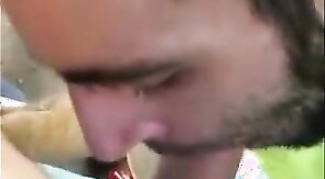 Hungry builder sucking dick