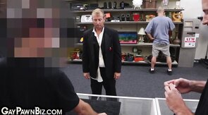 Amateur bottom in gaypawn office 3some drilled by owner