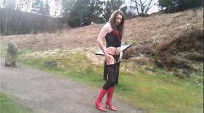 Tranny undressing in public