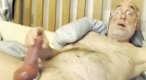 Bi Grandpa Plays With His Big Cock